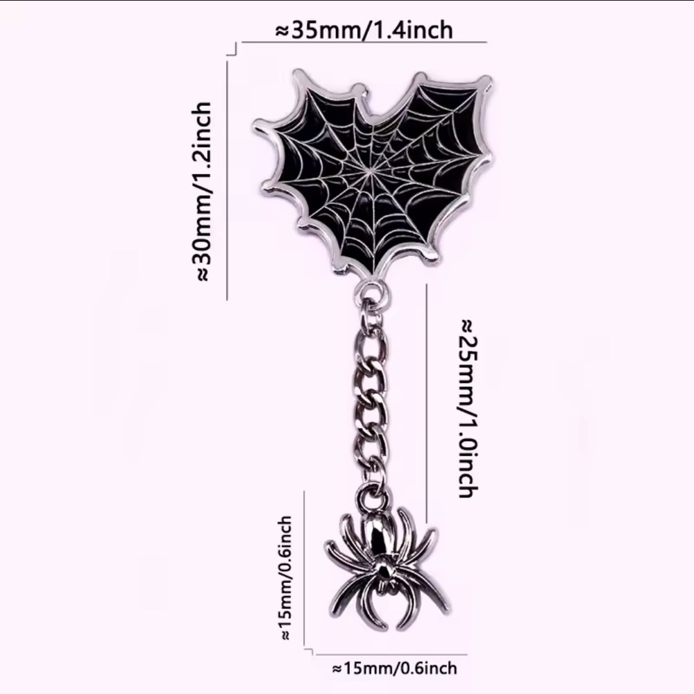 Spider Web & Spider Enamel Pin - Gothic and Spooky Design - Picture 3 of 4